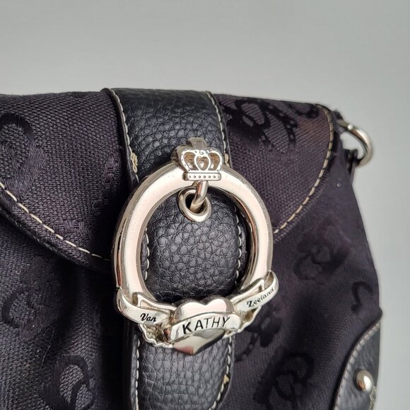 Kathy Van Zeeland Black Mini Crossbody I Chain Strap, Signature Logo, Crown Buck - Picture 4 of 11
